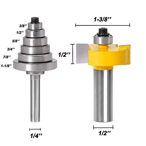 Rabbet Router Bit With 6 Bearings Set 18 14 516 38 716 12 In
