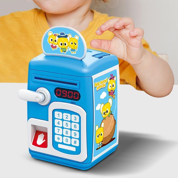 ATM Piggy Bank With Music And Light Saving Box For Boys Girls Blue