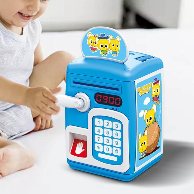 ATM Piggy Bank With Music And Light Saving Box For Boys Girls Blue