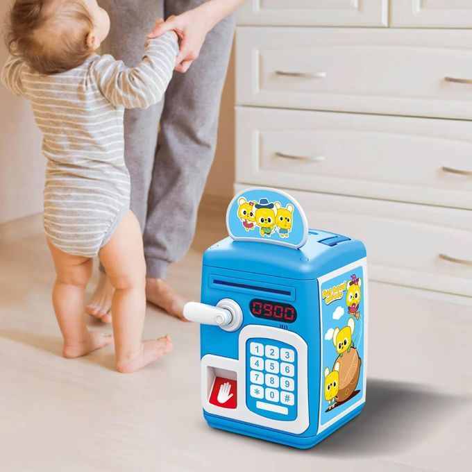 ATM Piggy Bank With Music And Light Saving Box For Boys Girls Blue