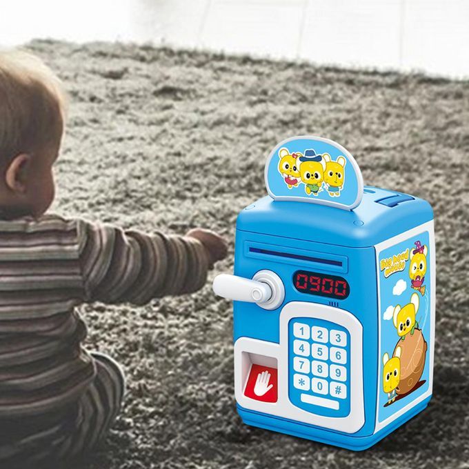 ATM Piggy Bank With Music And Light Saving Box For Boys Girls Blue