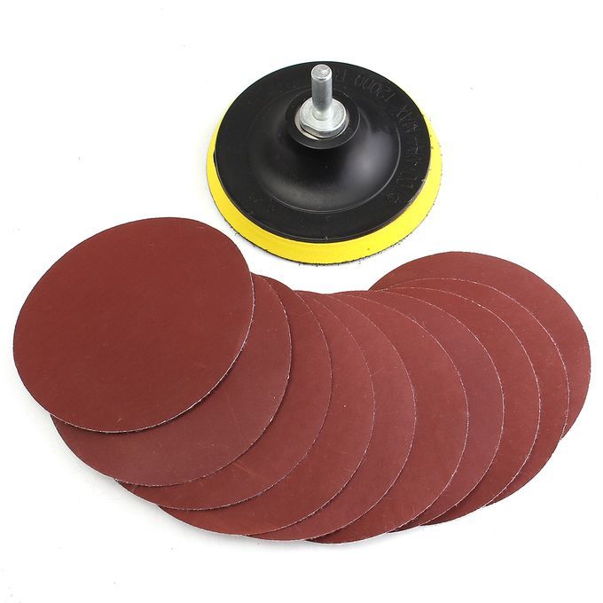 10Pc 4" Sanding Disc Sandpaper 1000# With Backer Pad (with Drill Adapter)