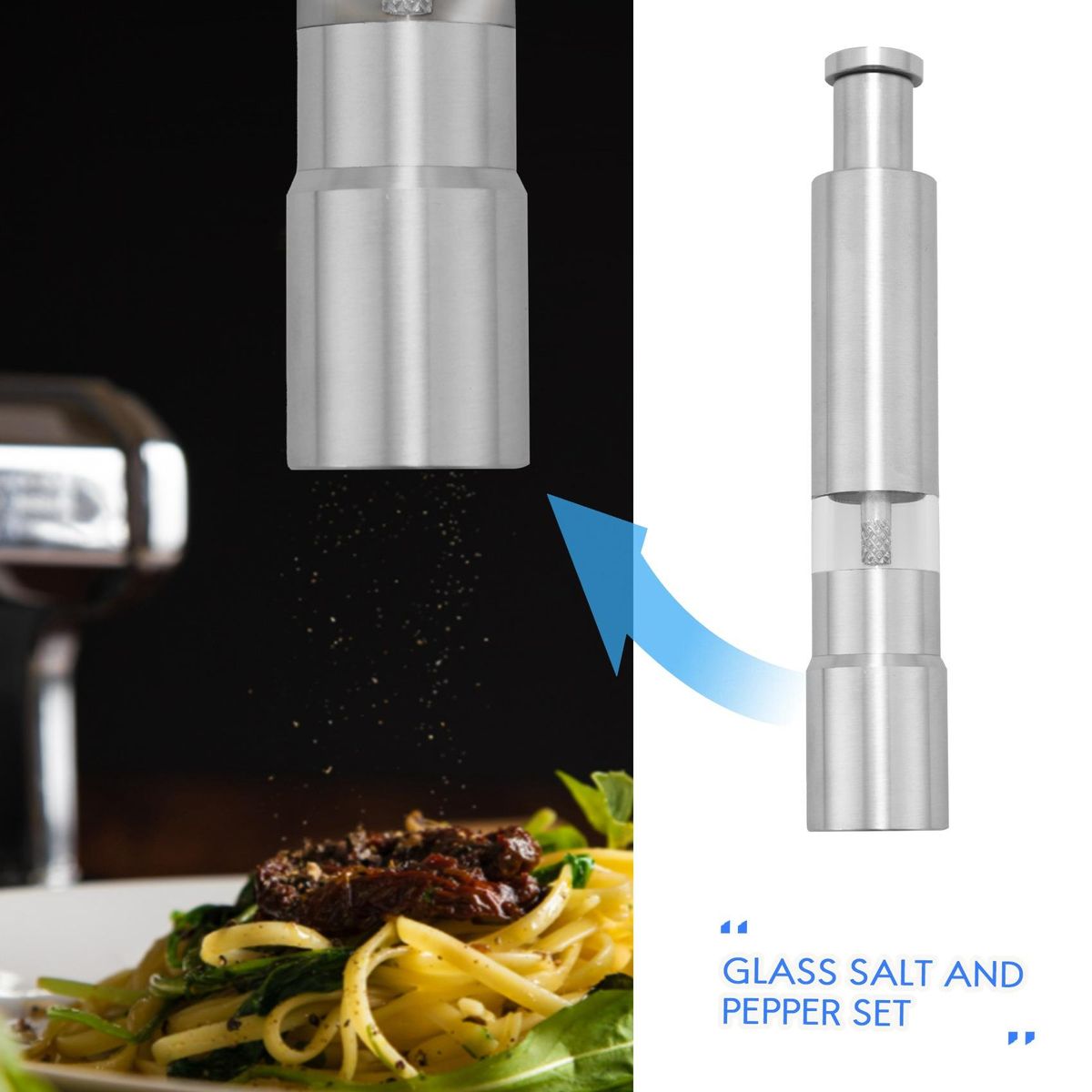 Salt and Pepper Grinder Set of 2, Pepper Mill Stainless