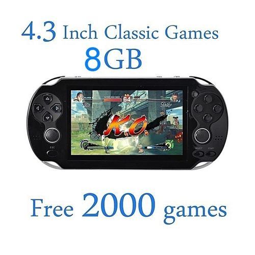 Video Game Console 8GB Free 2000 Games 4.3 Inch MP5 - Black