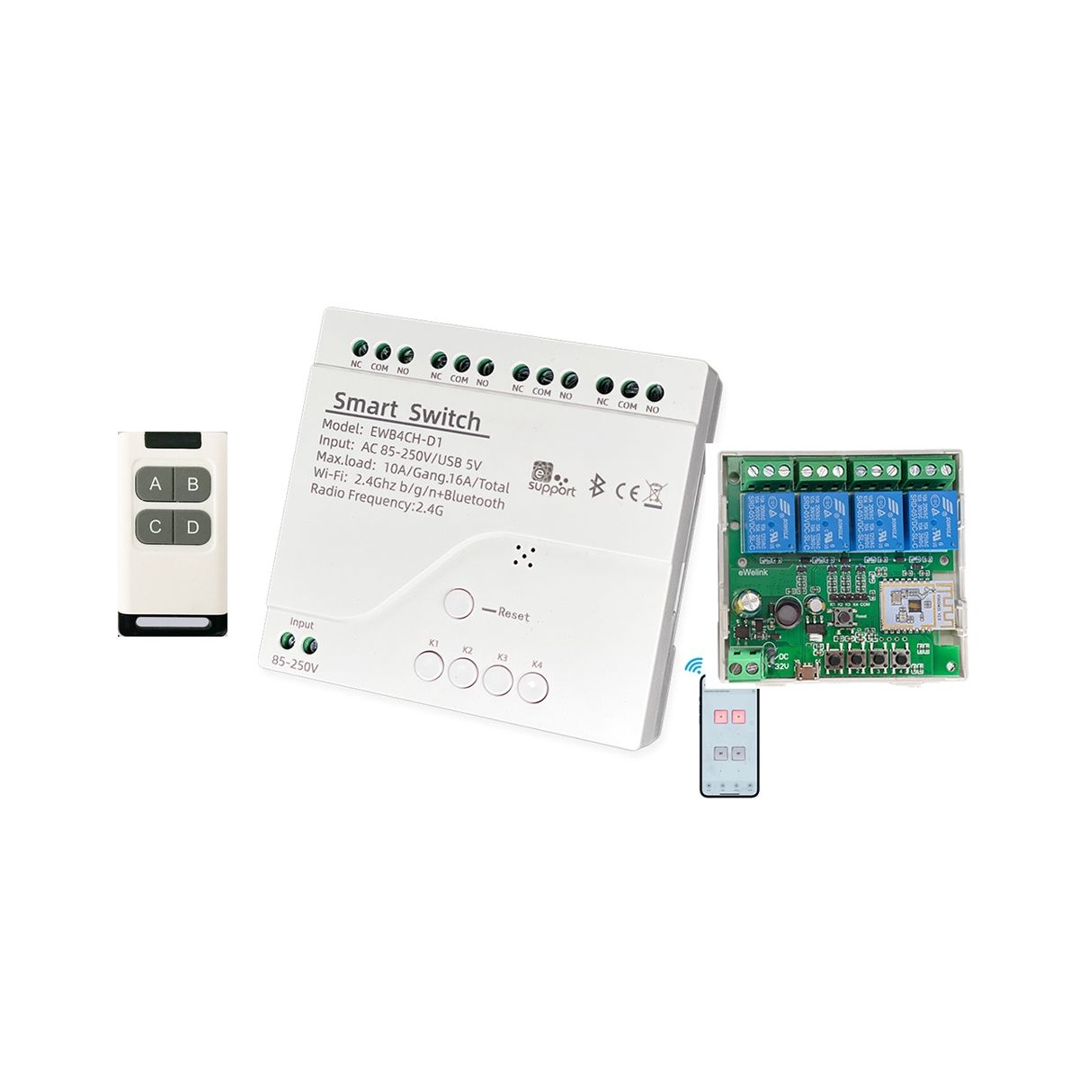 Smart WiFi Bluetooth Switch Relay Module+Remote 85-250V