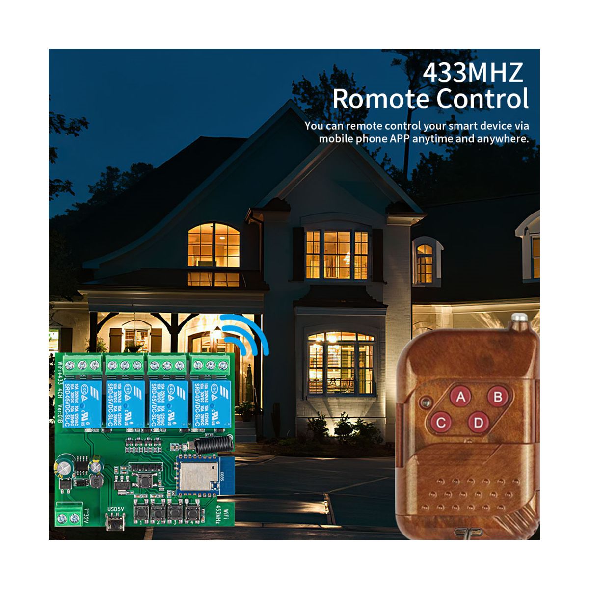 4CH Tuya WiFi Smart Switch DIY Timer 7-32V USB 5V 2.4G
