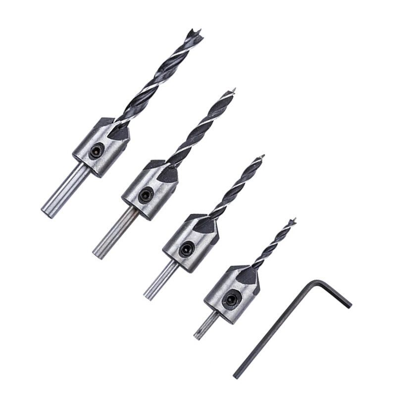4pcs 3mm-6mm HSS Countersink Drill Bit Set Reamer
