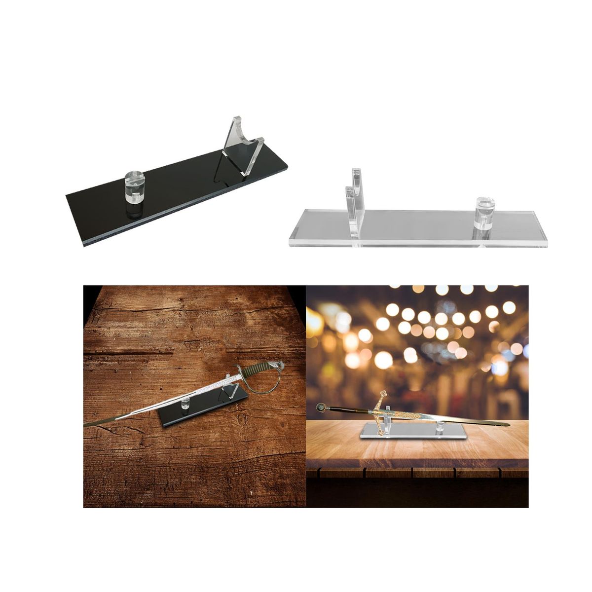 Acrylic Display Stand Sigle Layer Transparent Cutter Black