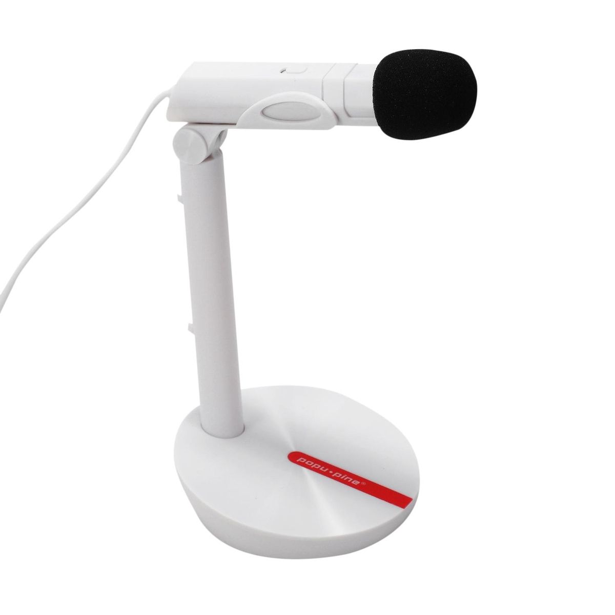 Popu·Pine Microphone Vocal Record Singing Studio Pc For Computer Vol Adjust Switch Rotatable Flexible Professional Mic(White 3.5Mm)