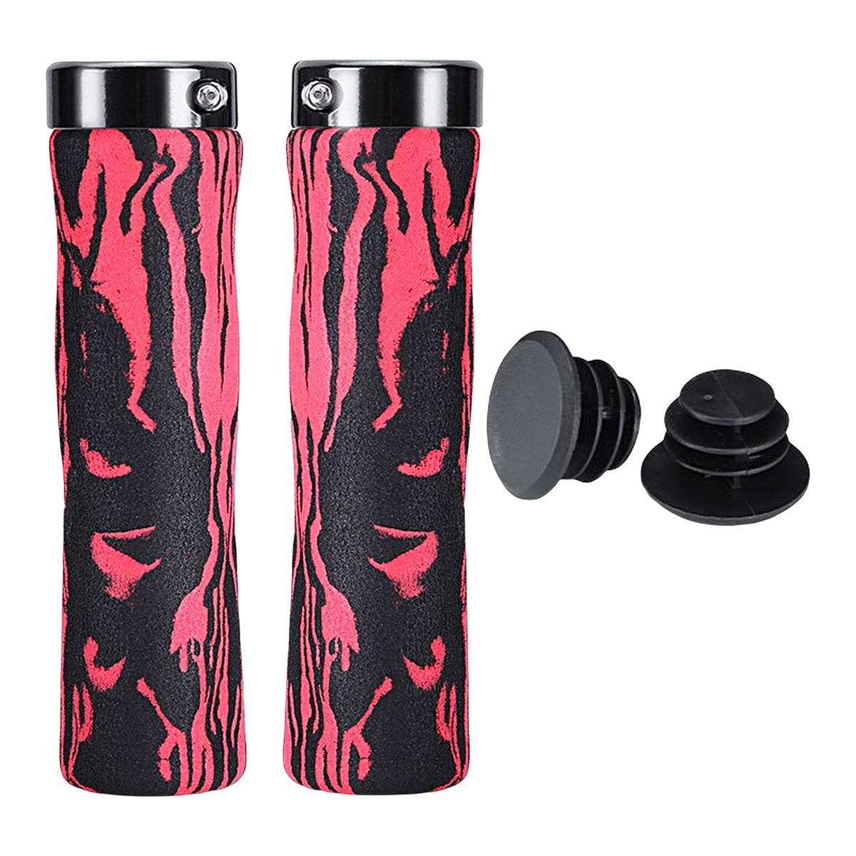 2Pcs Bicycle Handlebars Grips High Strength Bike Handle Grips Red Black