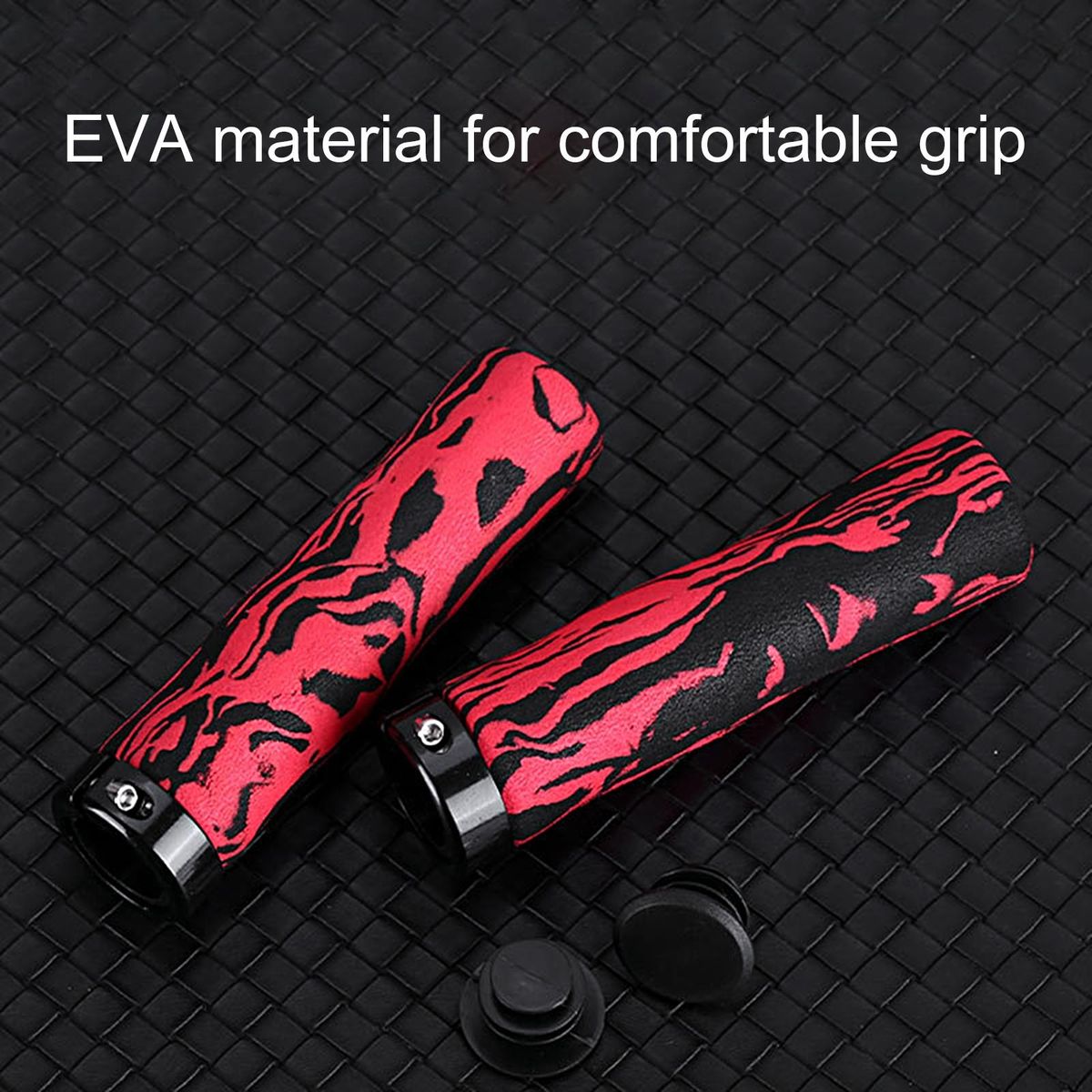 2Pcs Bicycle Handlebars Grips High Strength Bike Handle Grips Red Black
