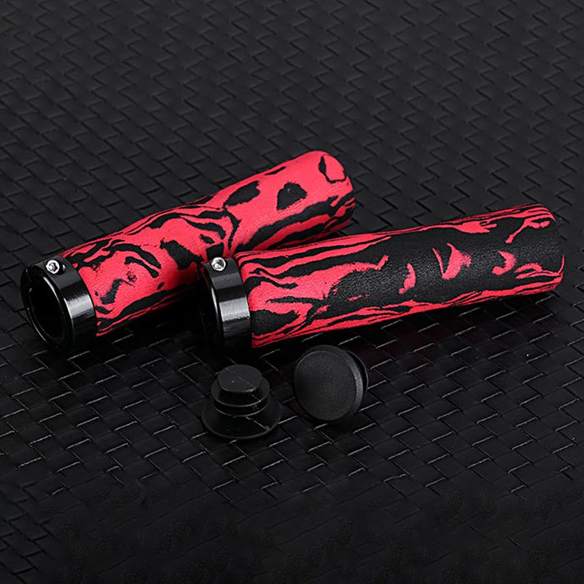 2Pcs Bicycle Handlebars Grips High Strength Bike Handle Grips Red Black