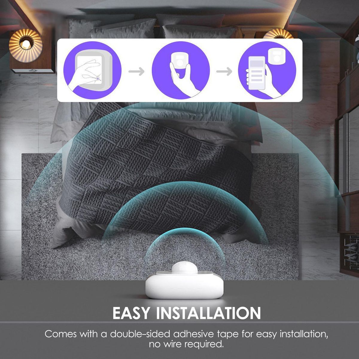 ZigBee Motion Sensor Alarm Smart Human Body Induction PIR Sensor 16.4Ft 120-degree Detection Range APP Control Real-time Monitoring Intelligent Linkage Home Security Device