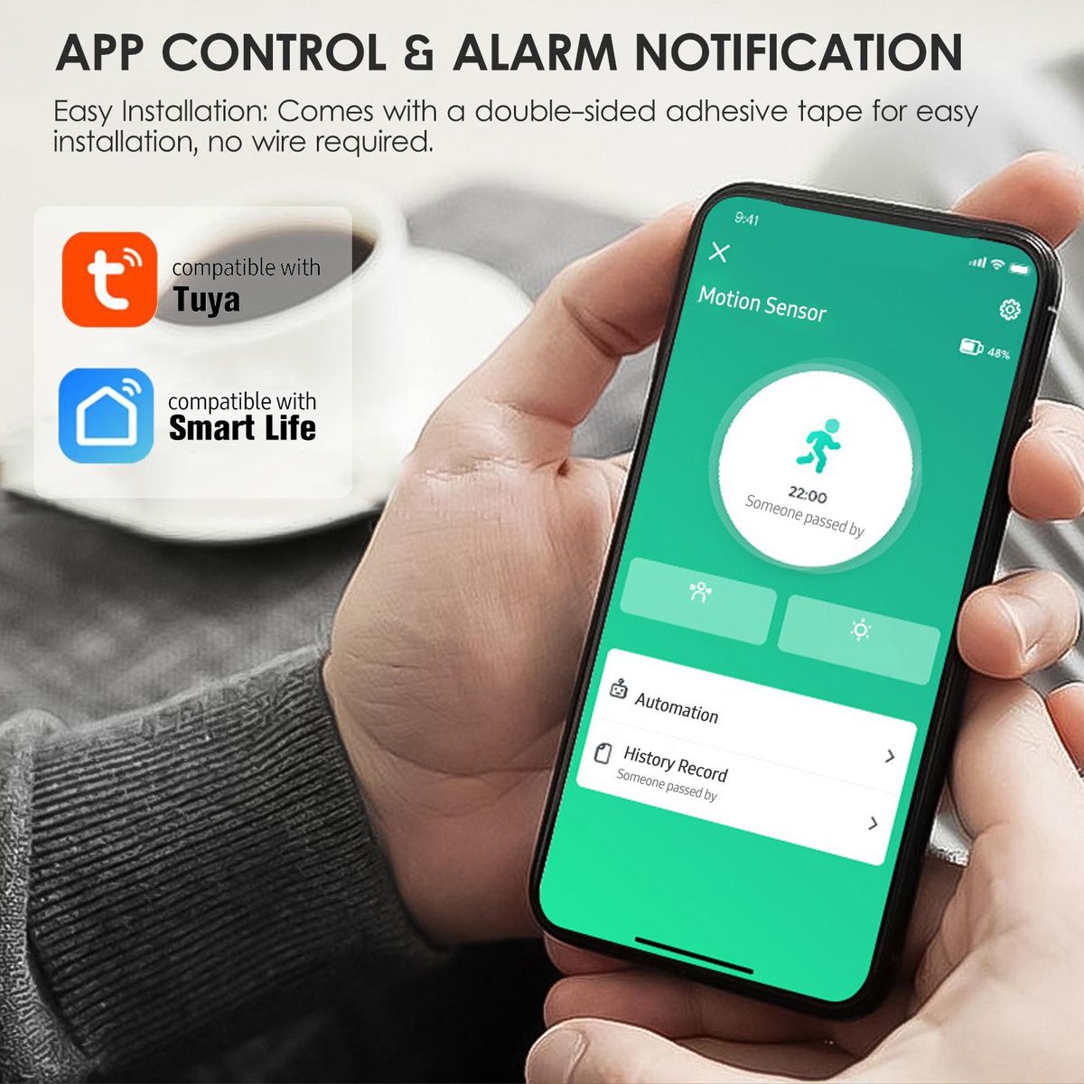 ZigBee Motion Sensor Alarm Smart Human Body Induction PIR Sensor 16.4Ft 120-degree Detection Range APP Control Real-time Monitoring Intelligent Linkage Home Security Device