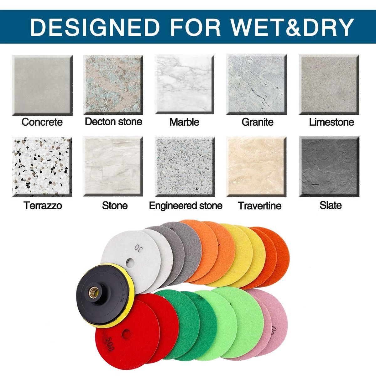 19-Pieces 4 Inch Diamond Polishing Pads With 1 Backer