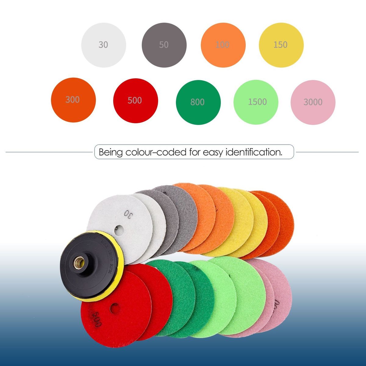 19-Pieces 4 Inch Diamond Polishing Pads With 1 Backer