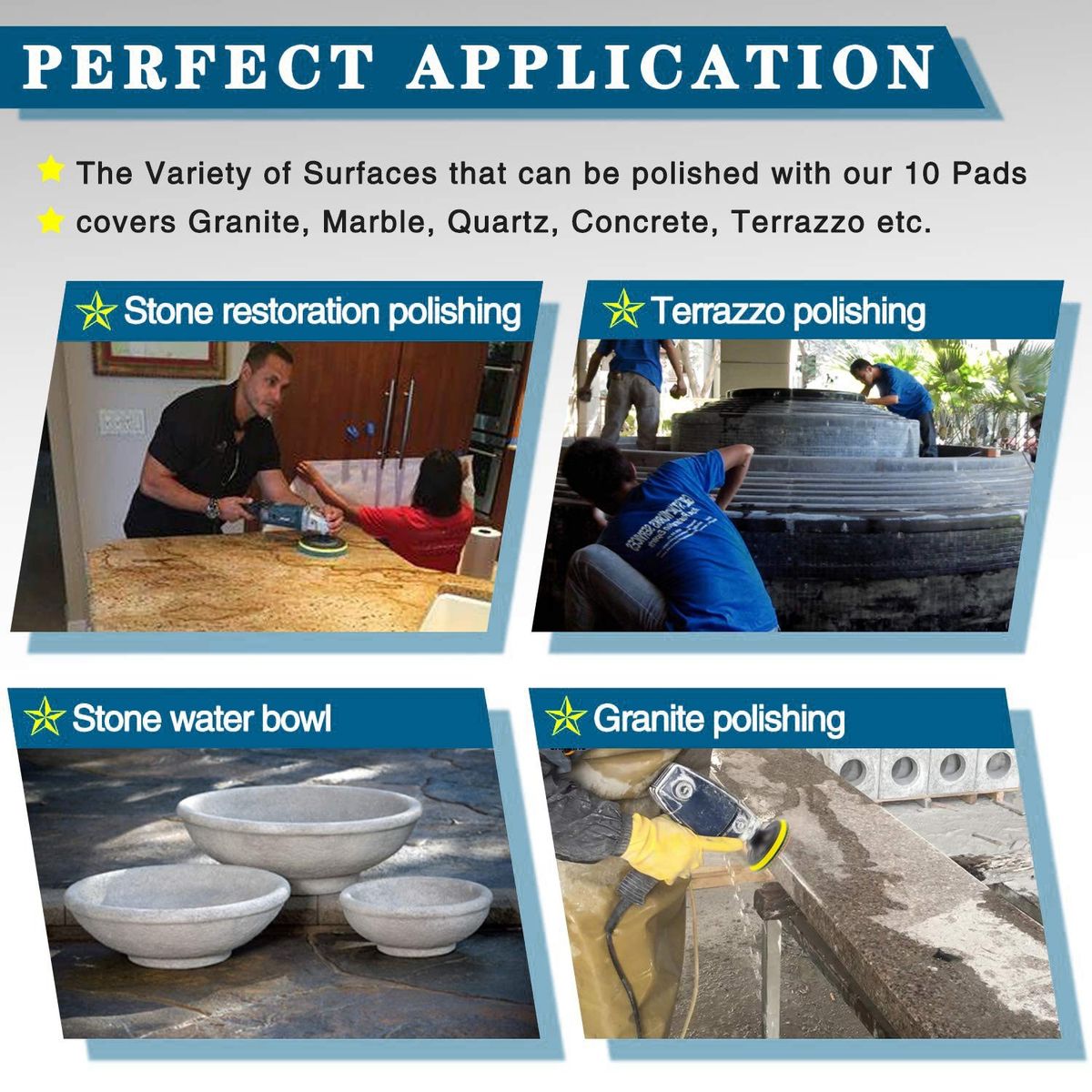 19-Pieces 4 Inch Diamond Polishing Pads With 1 Backer