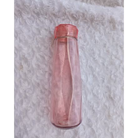 Portable Crystal Clear Glass Water Bottle- Peach - 400ml
