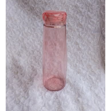 Portable Crystal Clear Glass Water Bottle- Peach - 400ml