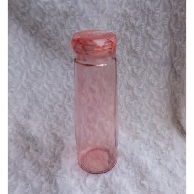 Portable Crystal Clear Glass Water Bottle- Peach - 400ml