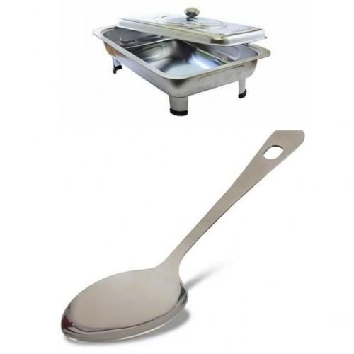 Stainless Silver Chaffing & Serving Dish + Serving Spoon