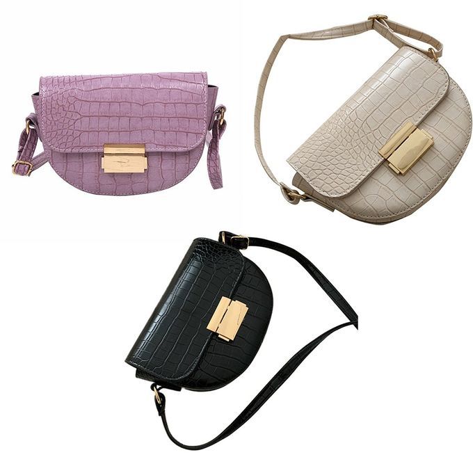Temperament Lo K Bu Kle Saddle Bag  Ple And Versatile One-Shoulder Messenger Bag Women'S Small Bags-bla K