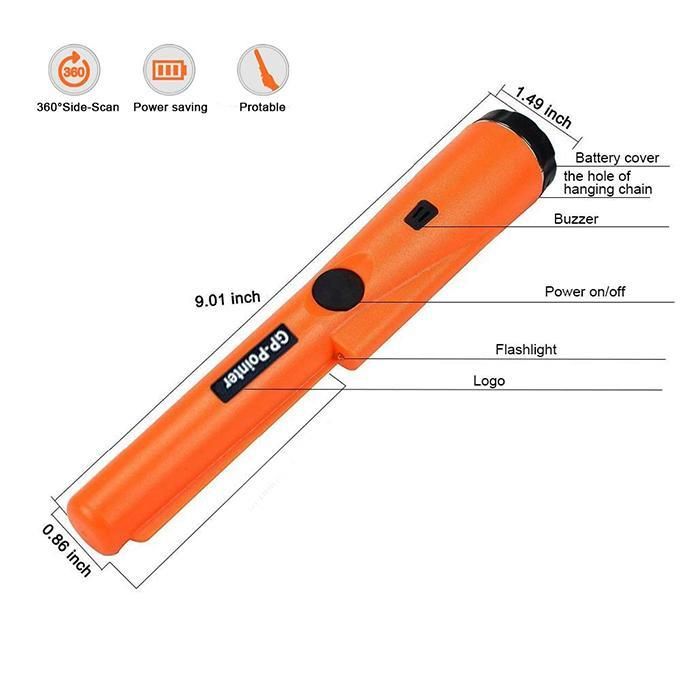 Professional Metal Detector Buzzer Vibration Handheld Search Treasure - Yellow