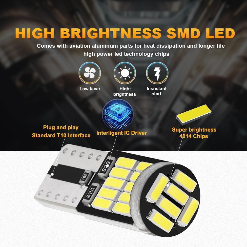 2PCS T10 W5W 194 501 Led Canbus Car Light White