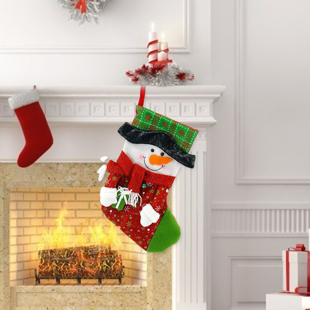 1 Piece Classic Plush Christmas Stockings Family Hanging Snowman
