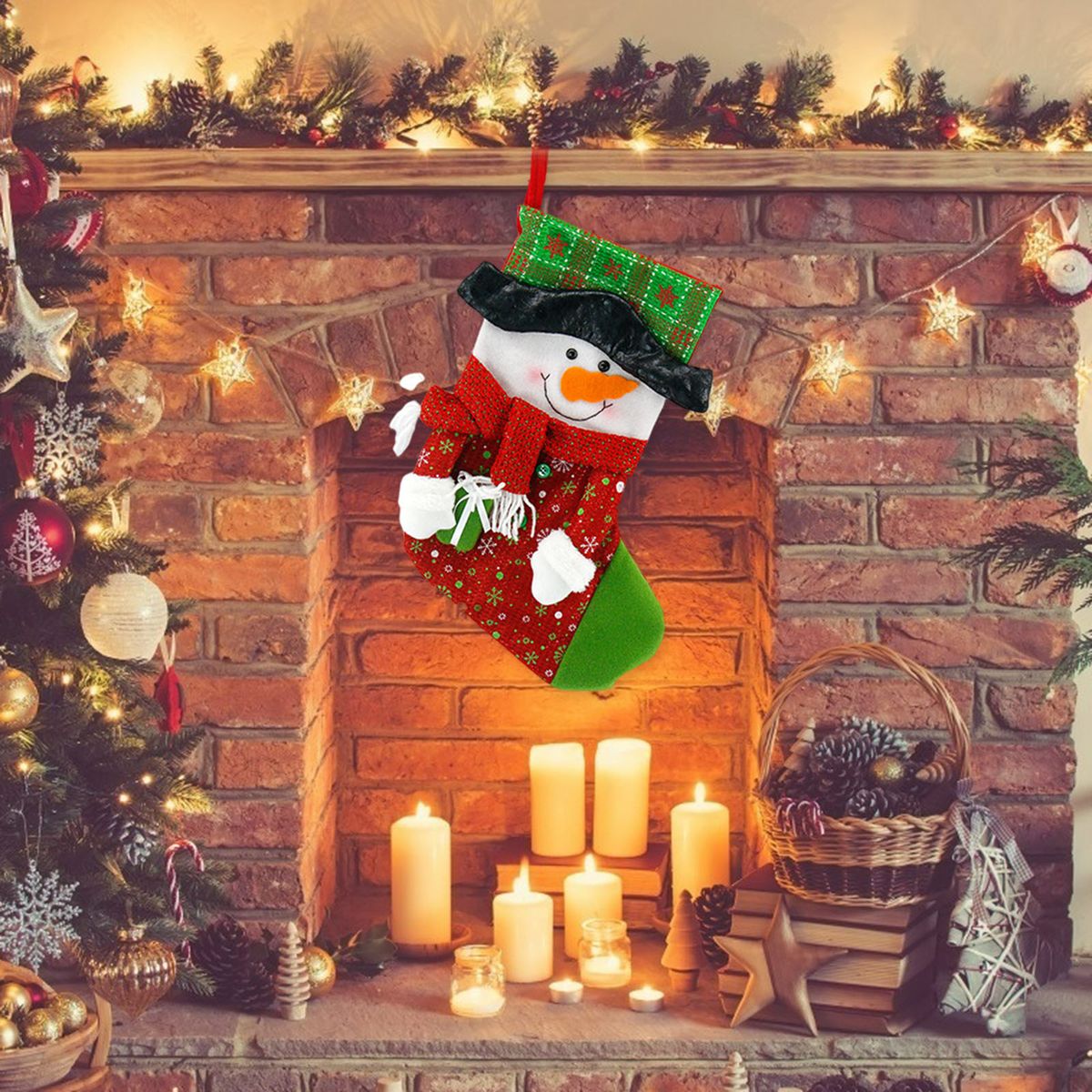 1 Piece Classic Plush Christmas Stockings Family Hanging Snowman