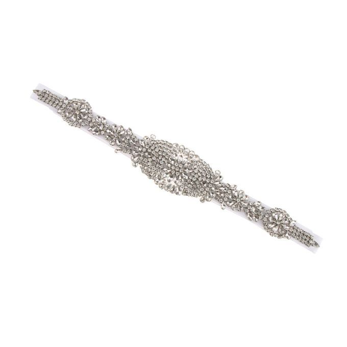 Luxury Rhinestone Wedding Dress Belt  Diamante Waist Applique White