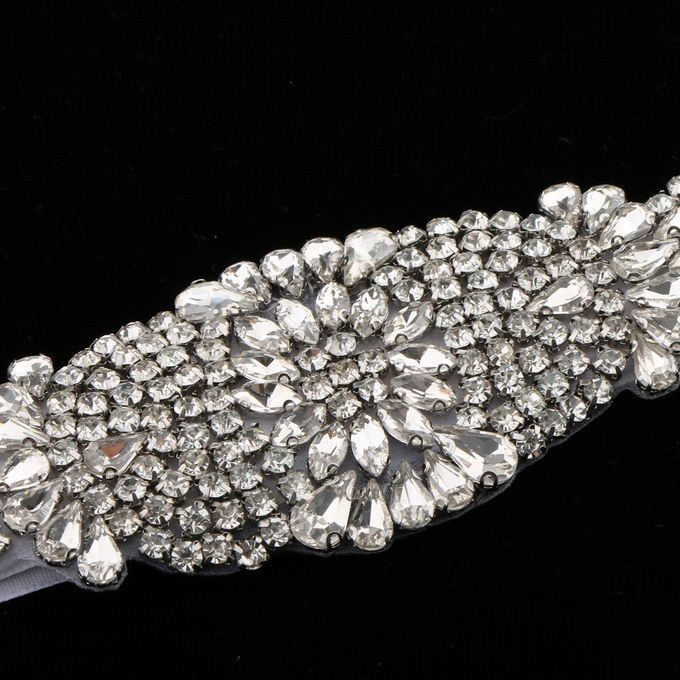 Luxury Rhinestone Wedding Dress Belt  Diamante Waist Applique White