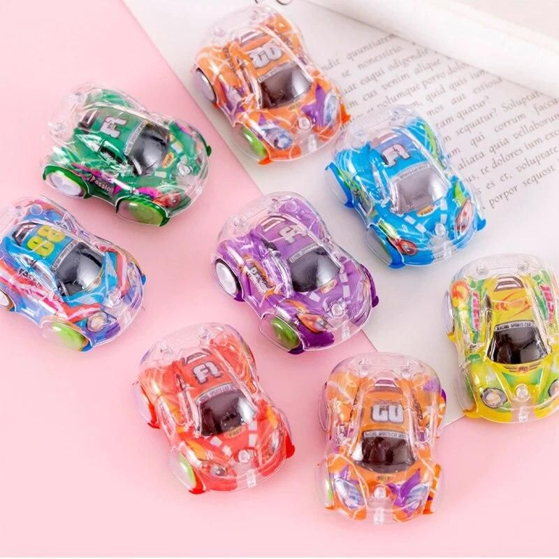 5Pcs Children's Inertia Toy Car Creative Fun Double Layer Transparent Graffiti Mini Pull Back Car Small Car Boy Birthday Gifts