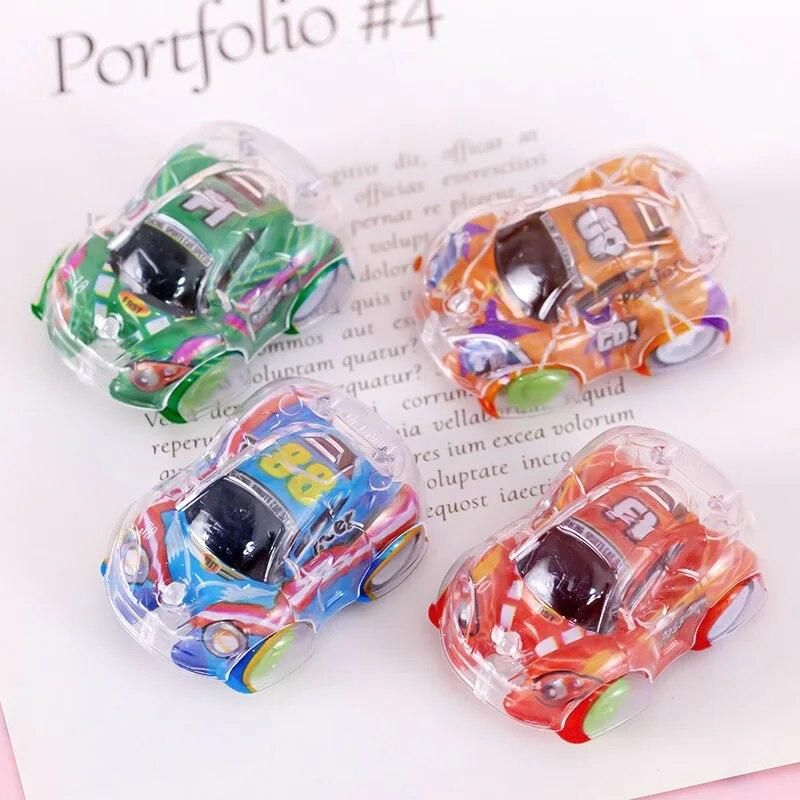 5Pcs Children's Inertia Toy Car Creative Fun Double Layer Transparent Graffiti Mini Pull Back Car Small Car Boy Birthday Gifts