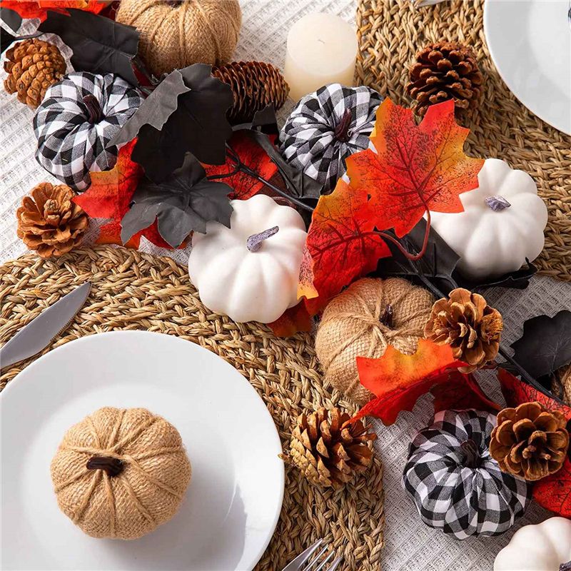 12Pcs Assorted Pumpkins Artificial Farmhouse Harvest Pumpkins for Fall Wedding Thanksgiving Decoration B
