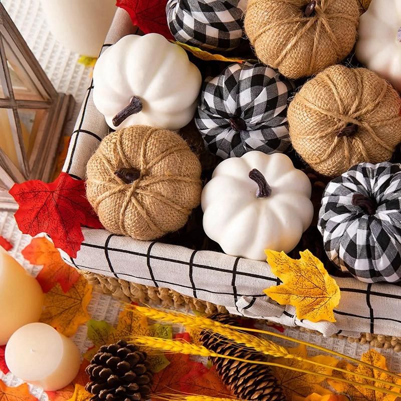 12Pcs Assorted Pumpkins Artificial Farmhouse Harvest Pumpkins for Fall Wedding Thanksgiving Decoration B