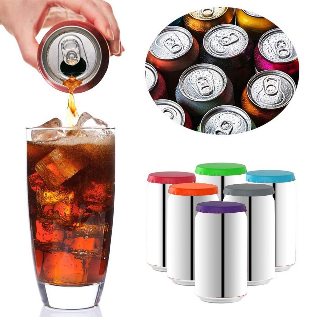 6Pcs Soda Can Lid Silicone Soda Beverage Can Topper
