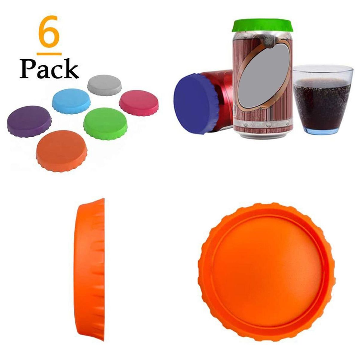 6Pcs Soda Can Lid Silicone Soda Beverage Can Topper