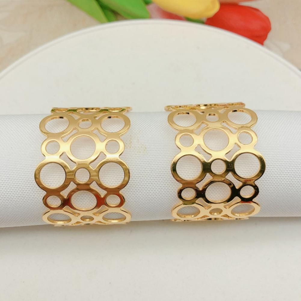Napkin Ring, 6-Piece Metal Napkin Holder, Party Dinner Christmas Table Decoration, Hollow Round Design Napkin Ring
