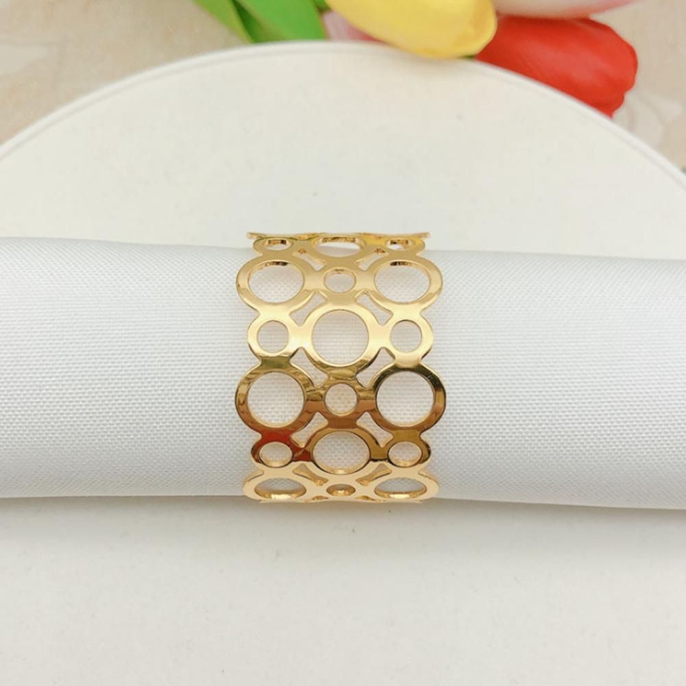 Napkin Ring, 6-Piece Metal Napkin Holder, Party Dinner Christmas Table Decoration, Hollow Round Design Napkin Ring