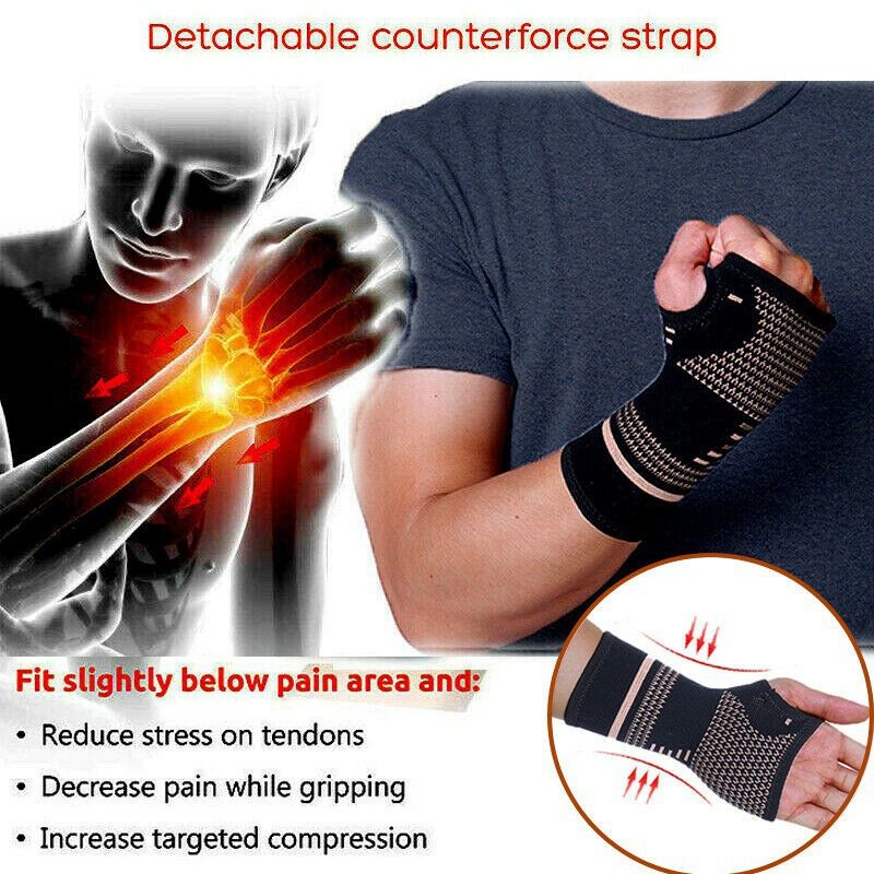 Copper Nylon Wrist Guard Band  Support Sports Pain Relief Wrap Bandage Hand  Sleeve Compression Arthritis Gloves-1pcs