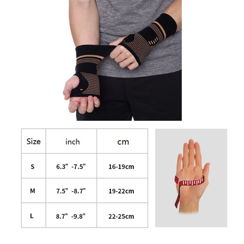 Copper Nylon Wrist Guard Band  Support Sports Pain Relief Wrap Bandage Hand  Sleeve Compression Arthritis Gloves-1pcs