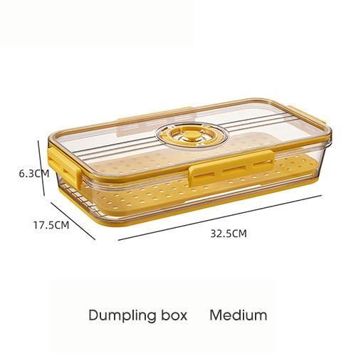 1PC Yellow 1.5L Storage Box New Frigerator Transparent Egg Vegetable Food Grade PET Plastic Thickened Timekeeping Frozen Storage Box