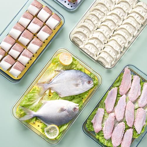 1PC Yellow 1.5L Storage Box New Frigerator Transparent Egg Vegetable Food Grade PET Plastic Thickened Timekeeping Frozen Storage Box