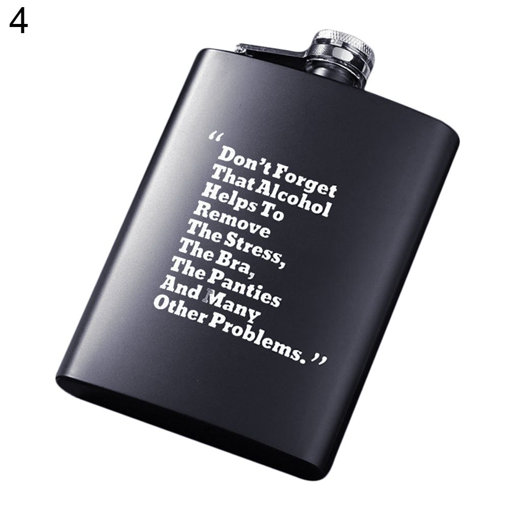 8oz Men Funny Letter Print Stainless Steel Hip Flask-4#