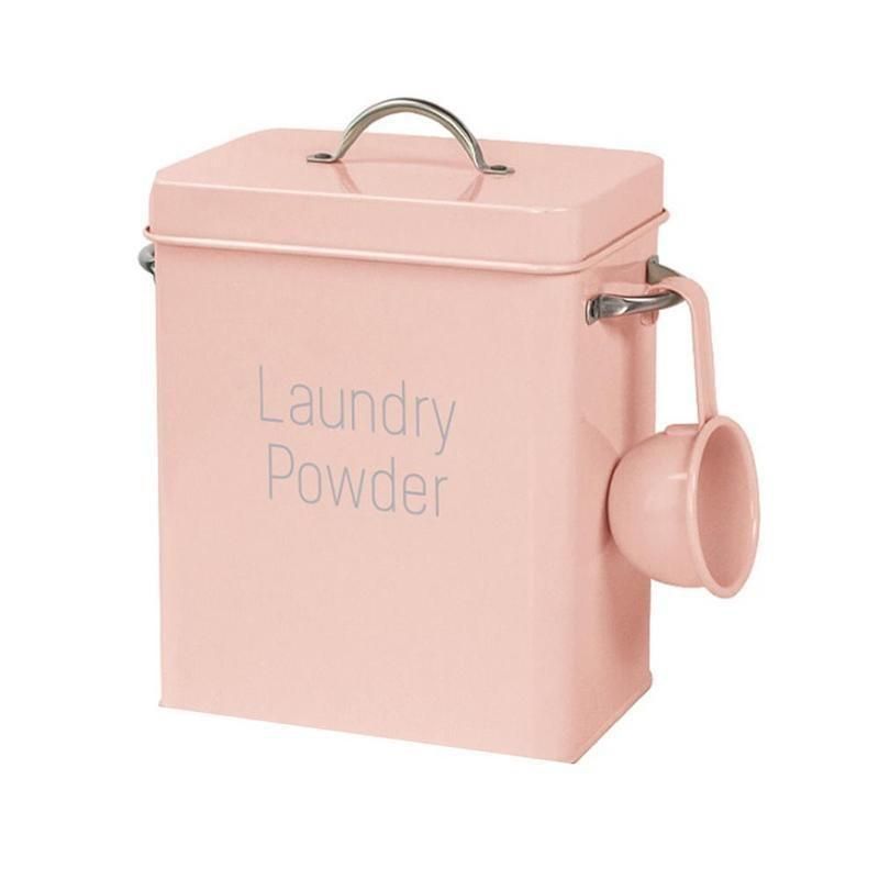 3KG Washing Powder Barrel With Spoon Small Grain Storage Box Household Multifunction Iron Covered Barrel Nordic Wind