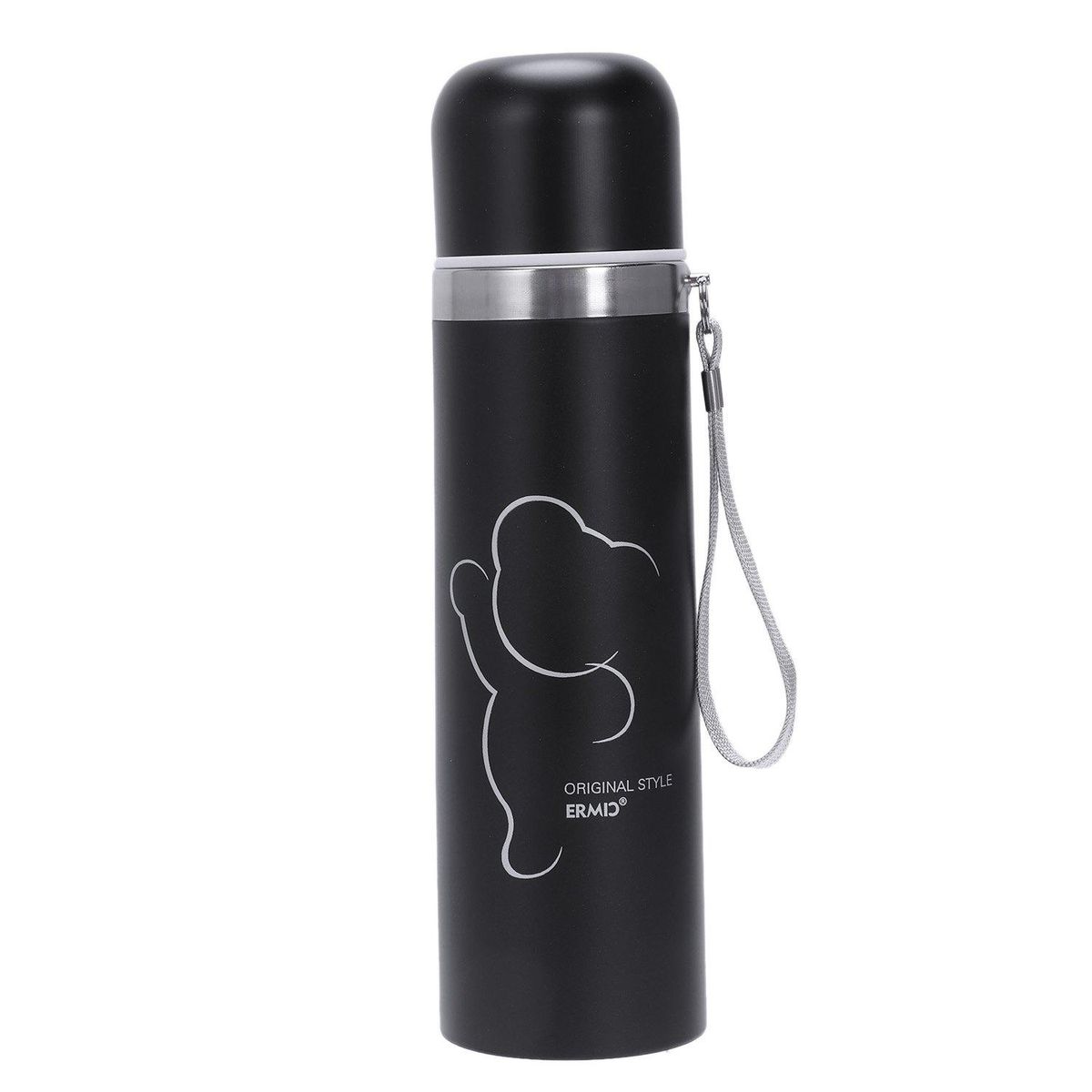 Coffee Boy 500Ml Thermo Bottle Cute Bear Student 304 Stainless Steel Vacuum Flasks Thermo Mug Thermo Cup Bear Black
