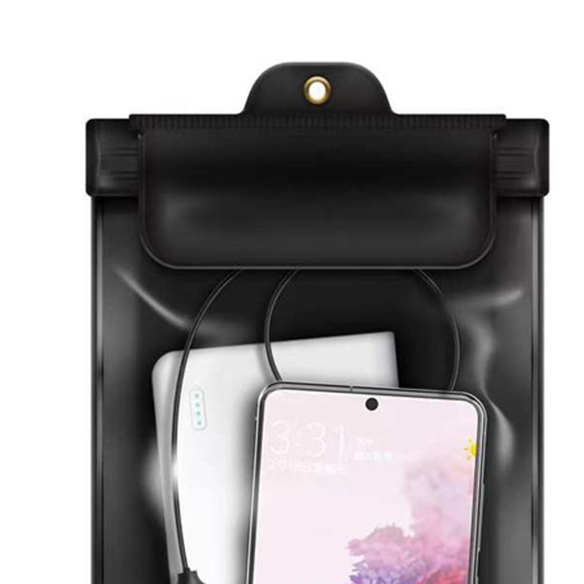1 Set Phone Waterproof Bag Transparent Window Mobile Phone Bag Black