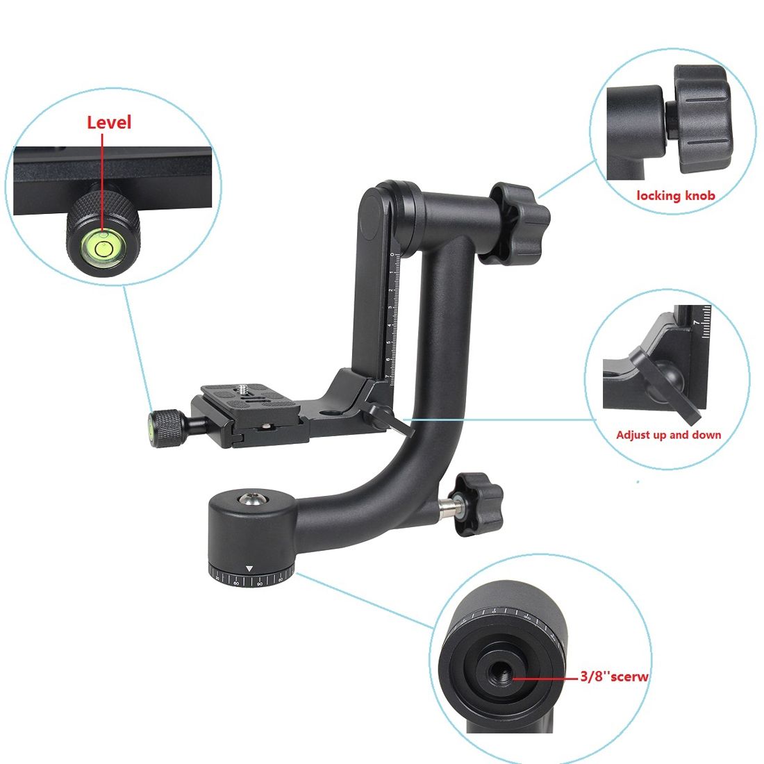 YELANGU Horizontal 360 Degree Gimbal Tripod Head