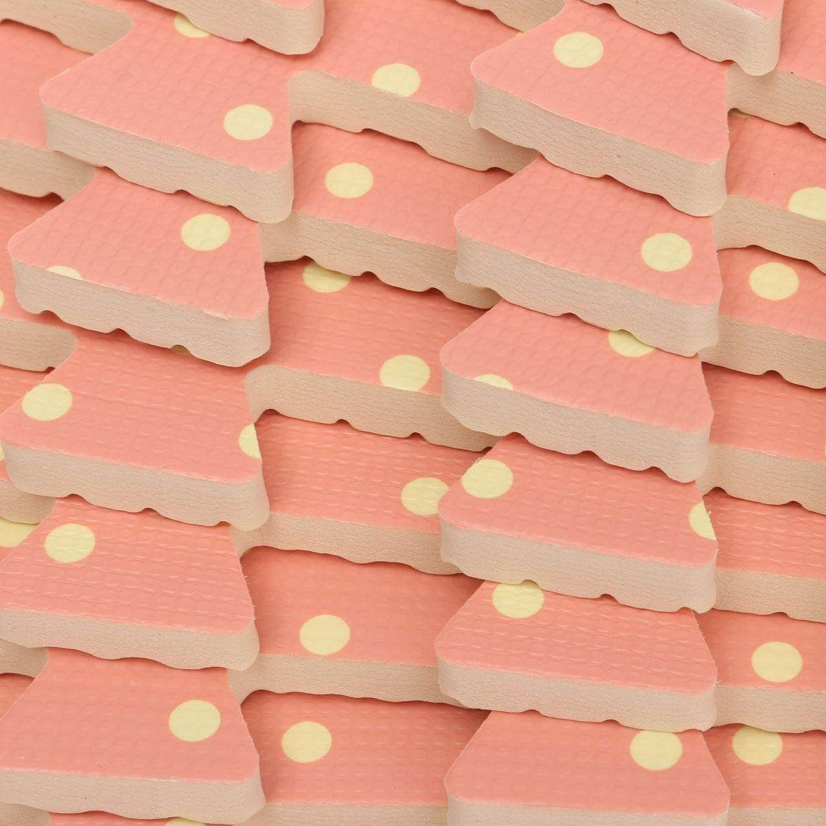 9PCS Wood Interlock EVA Foam Floor Puzzle Pad Work Gym Mat Kid Safety Play Rug Pink Dot